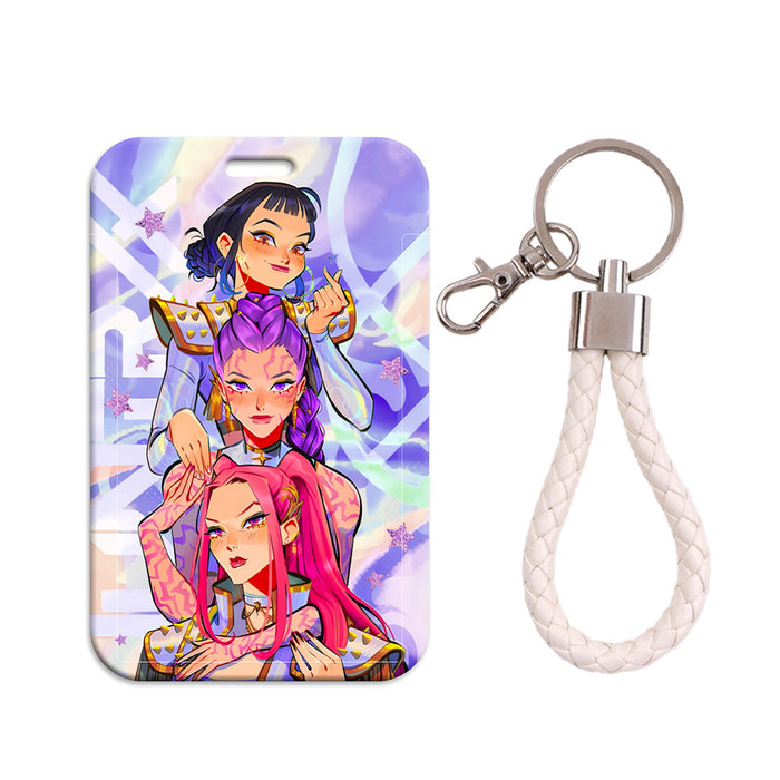 Wholesale 5 pcs KPOP Women' s Lanyard Hard Case Multi-functional Protective Card Holder Keychain