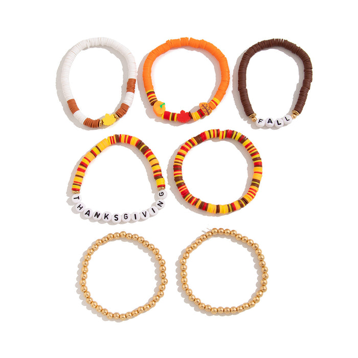Wholesale Thanksgiving Maple Leaf Acrylic Bracelet Creative Handmade Soft y Beaded Bracelet suit
