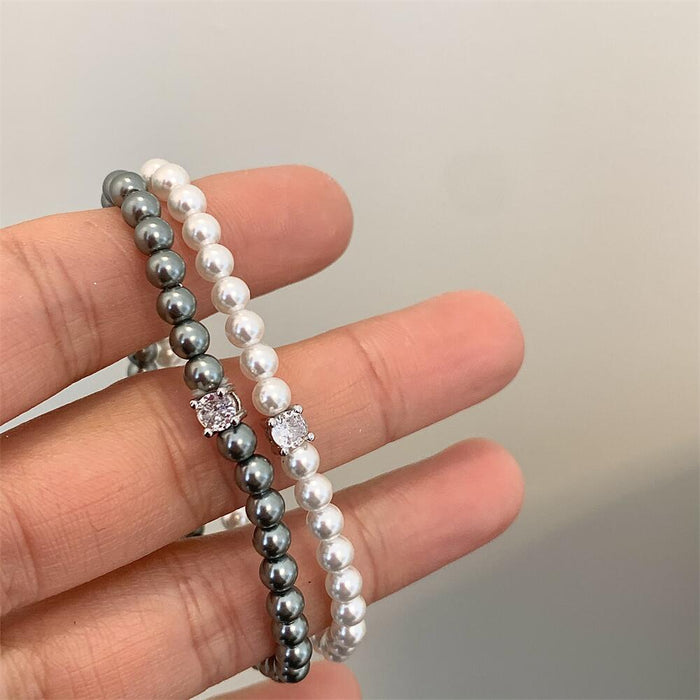 Wholesale pearl simple commuter flash bracelet easy to wear elastic bracelet female