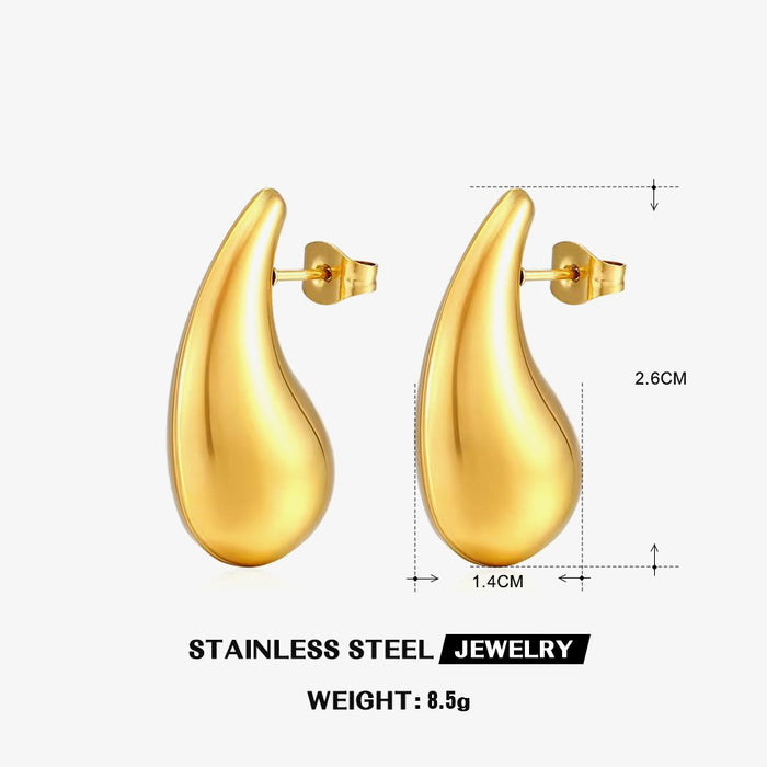 Wholesale Womens Stainless Steel teardrop Gold Plated Earrings
