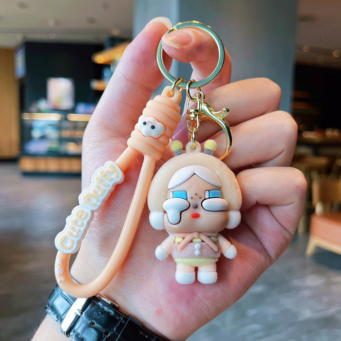 Wholesale Cartoon Flocking Crying Baby Keychain Cute Silicone Doll Doll Car Keychain Gift Bag Pendant