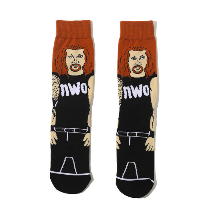 Wholesale Cartoon Men' s Sports Socks Cotton Mid-Calf Sports Socks