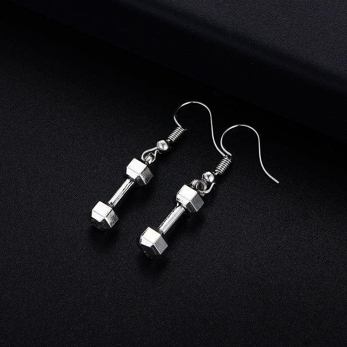 Wholesale Fashionable retro dumbbell pendant and minimalist earrings