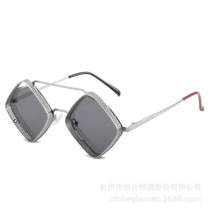 Wholesale Metal Rhombus Double-Bridge Sunglasses