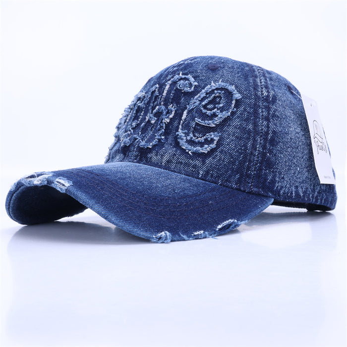 Wholesale Big Head Cowboy Baseball Hat Retro Broken Hole Sunshade Hat Duck Tongue Hat