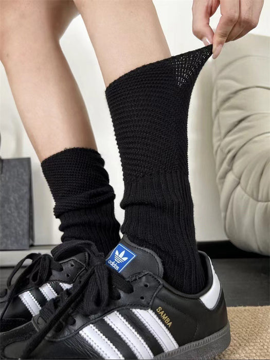 Wholesale Sock Splicing Breathable Stacking Socks Solid Color Cotton Socks Versatile Knitted Particle Leg Socks