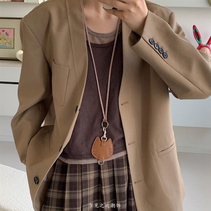 Wholesale Leather Coin Purse Necklace Women's Pendant Earphone Storage Bag