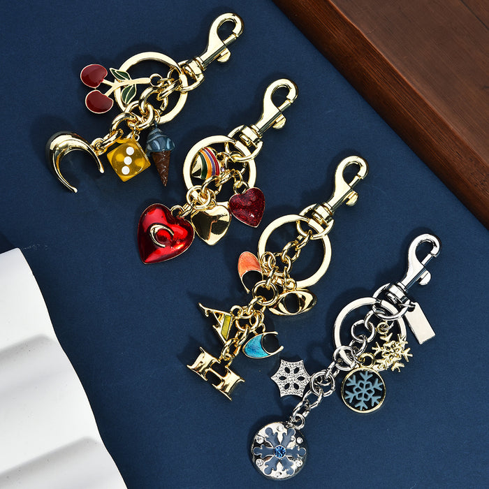 Wholesale Cute rhinestone-encrusted fruit-shaped metal keychain