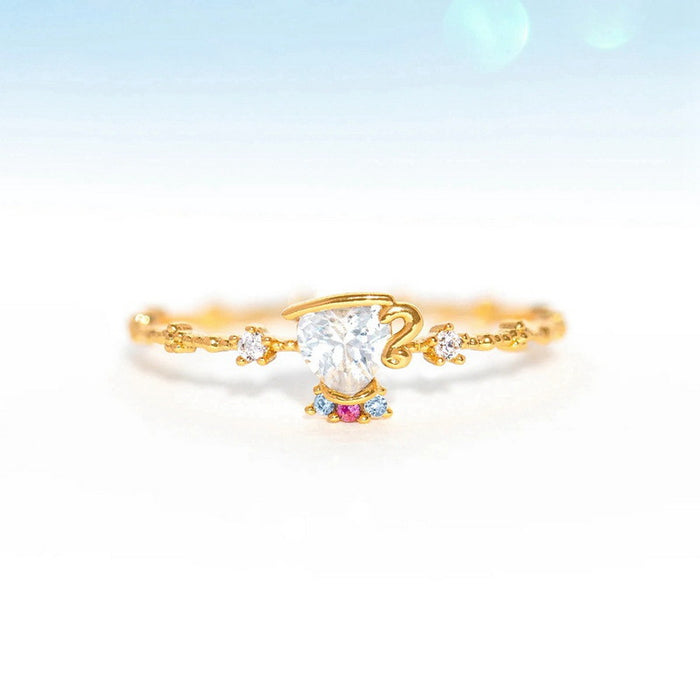 Wholesale Copper Diamond Opening Ring Niche Design Sense Princess Colorful Zircon Ring