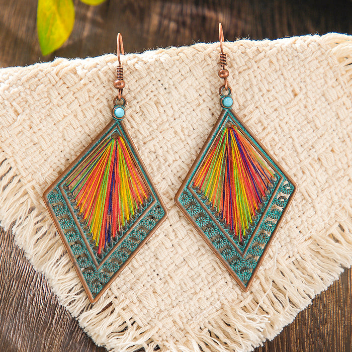 Wholesale 2pcs Bohemian ethnic style colorful large earrings