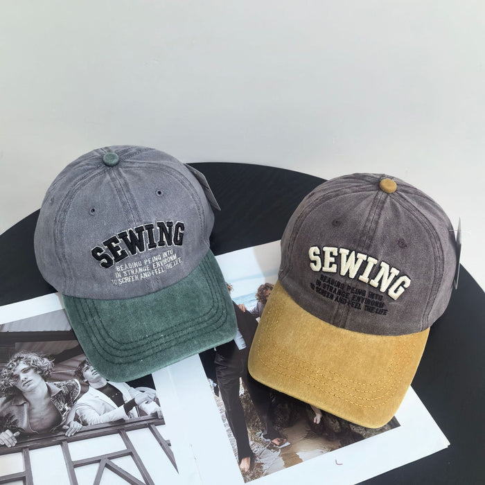 Wholesale Versatile duckbill hat washed with retro embroidery, used sun hat, casual sun protection baseball hat
