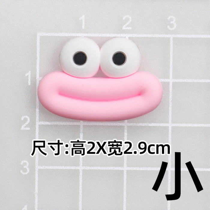 Wholesale 5pcs Big Small size cartoon sausage mouth eyes charger protective cover plush toy hairpin phone case accessories
