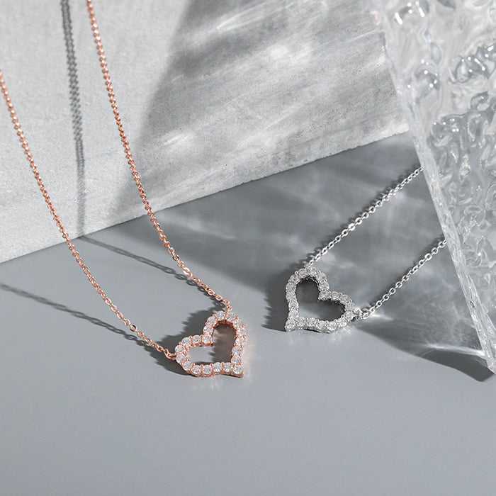 Wholesale Heart Clavicle Chain Rose Gold Simple Fashionable Exquisite Heart-shaped Diamond