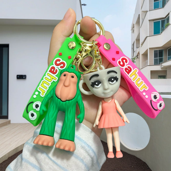 Wholesale Doll keychain funny abstract stick man shark small pendant