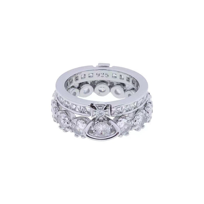 Wholesale Double layered sparkling diamond detachable ring