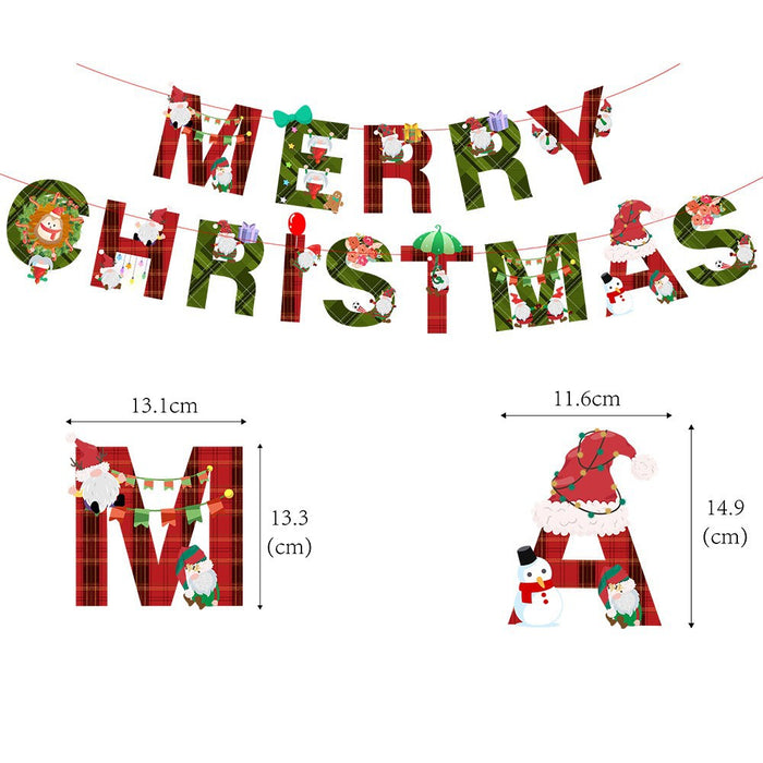 Wholesale Christmas Decorations Christmas Pull Flag Hanging Flag Holiday Banner Party Decoration Paper Cartoon Christmas Pull Flower String Flag
