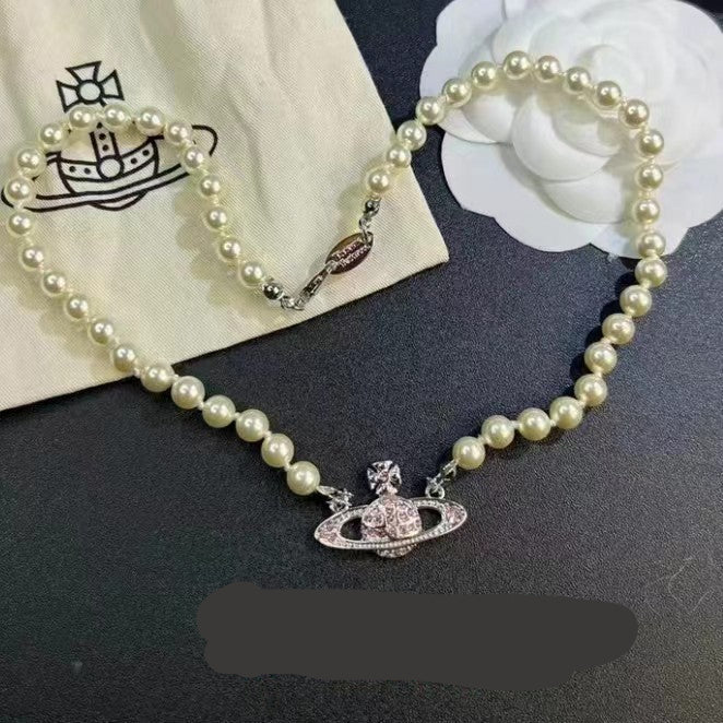 Wholesale  Saturn Necklace  Bead Clavicle Chain pearl necklace