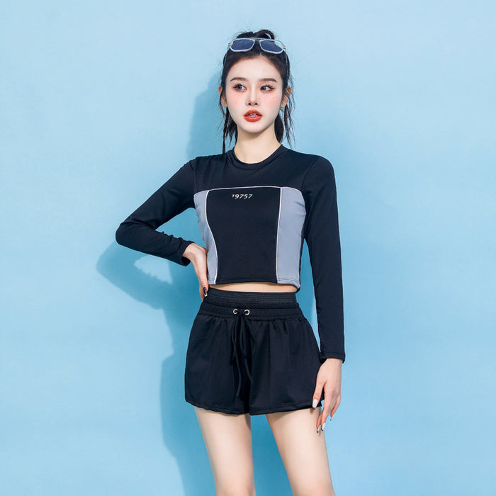 Wholesale New swimsuit quick drying breathable split sports flat angle long sleeved beach vacation swimsuit