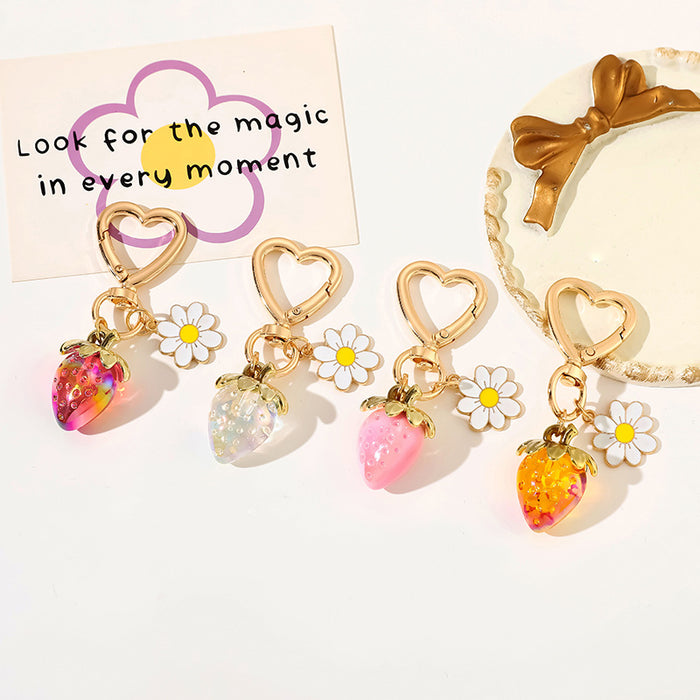 Wholesale Cute Strawberry Heart Keychain Bag Charm Fashion Gift