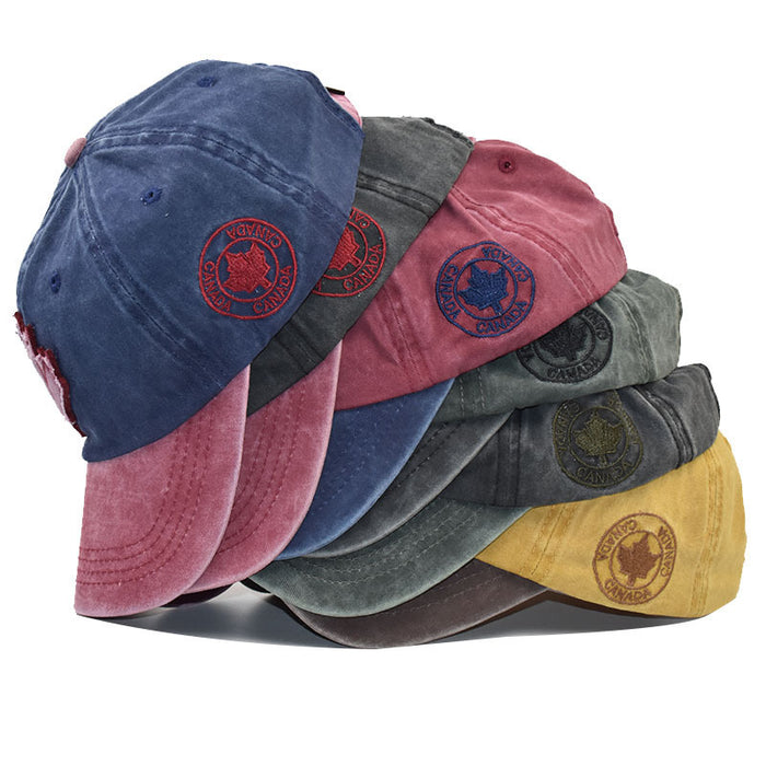 Wholesale Maple Leaf Embroidered Washed Vintage Baseball Cap