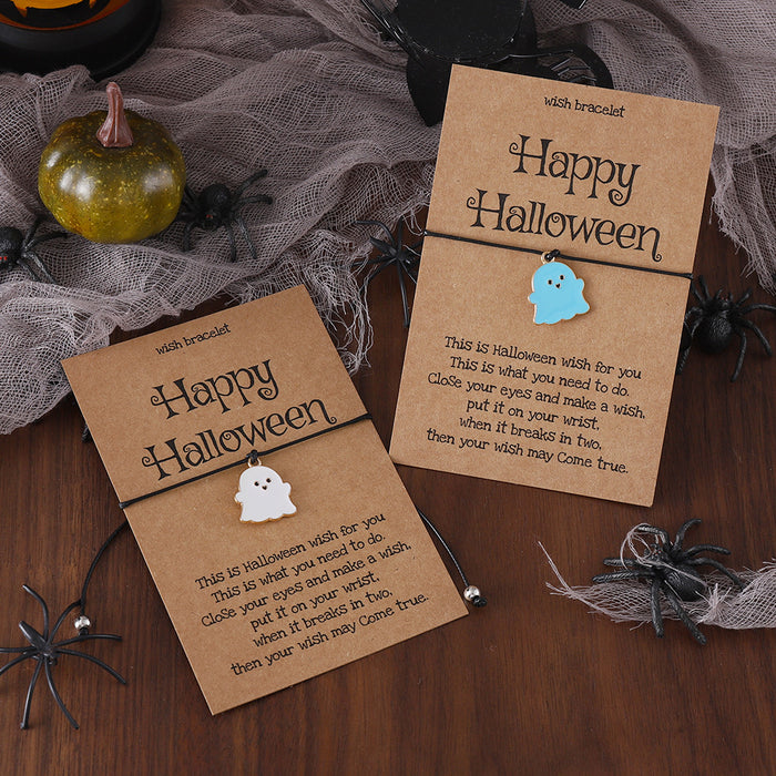 Wholesale Cute colorful ghost pendant bracelet funny oil drop hand-woven card ornaments