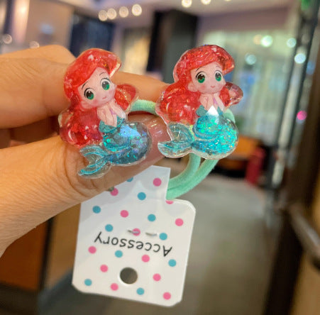 Wholesale Glittery glow-in-the-dark cute princess beaded hair tie