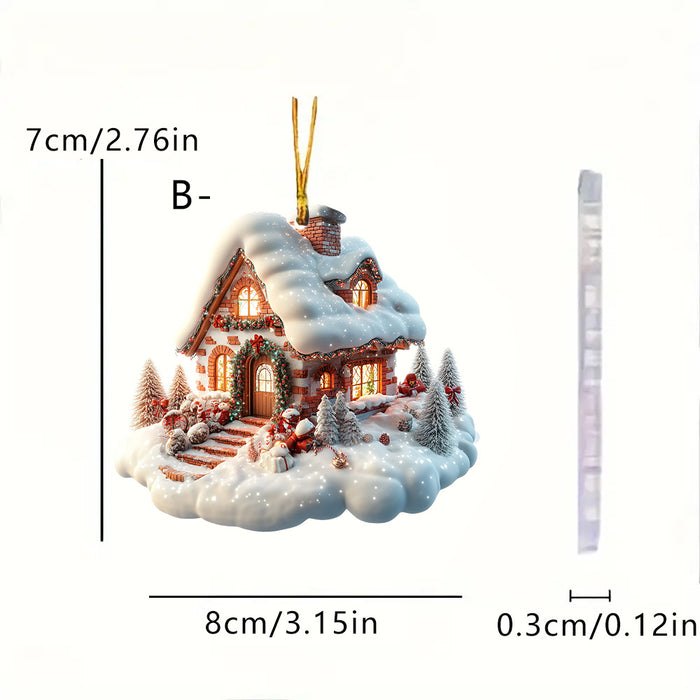 Wholesale Christmas Snow House Acrylic Keychain Pendant MOQ≥2