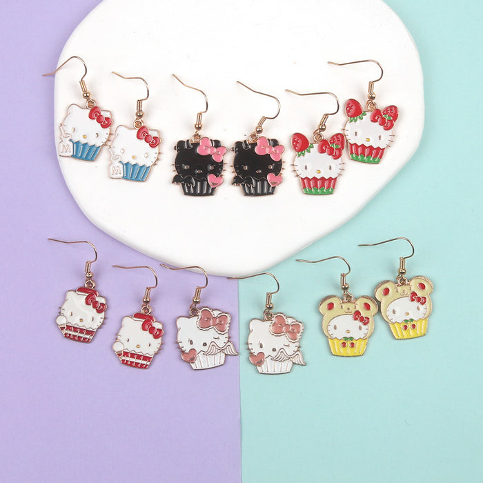 Wholesale Cute Cupcake Cat Earrings