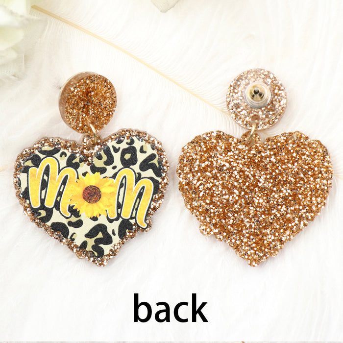 Wholesale MAMA Mother's Day Love Retro Leopard Print Acrylic Earrings JDC-ES-XiaoYan007