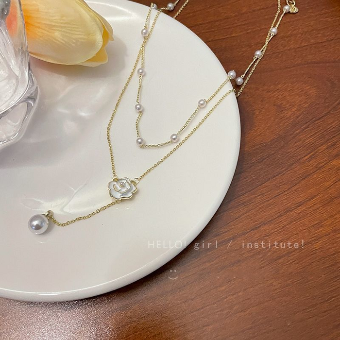 Wholesale Double-Layer Tassel Pearl Necklace Women