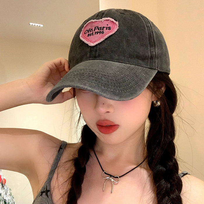 Wholesale Baseball Cap Women's Cartoon Love Washed Denim Cap All-match Sunshade Anti-ultraviolet Sports Cap