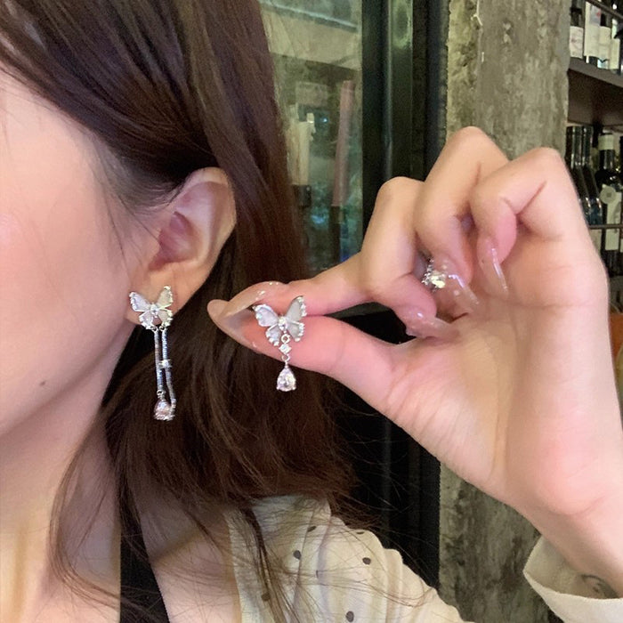 Wholesale Crystal Butterfly Pearl Earrings