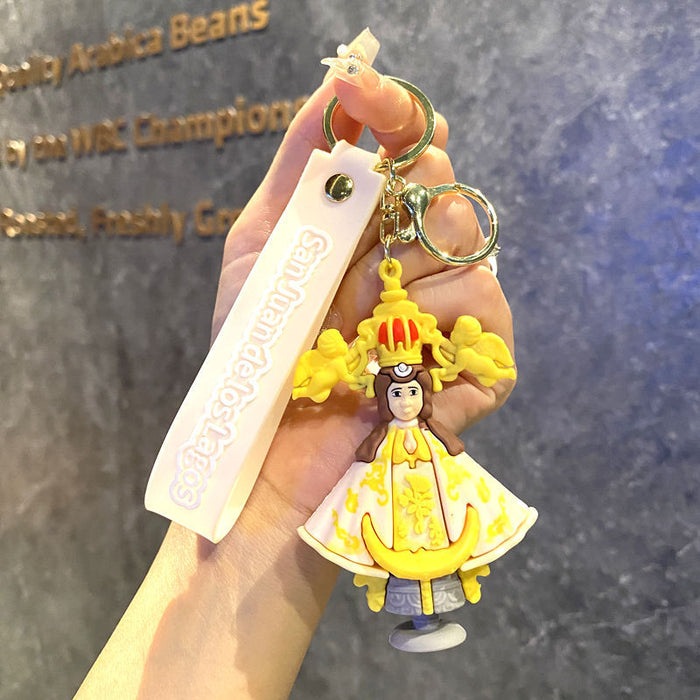 Wholesale Jesus Saint Keychain Pendant PVC Soft Glue Virgin Bag Car Key Chain Jewelry Gift