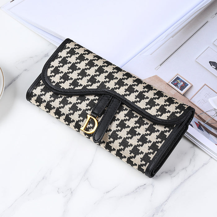 Wholesale Vintage Large Capacity D-clip Wallets Women's Long Stylish Multi-card Slot Tri-fold Handbags