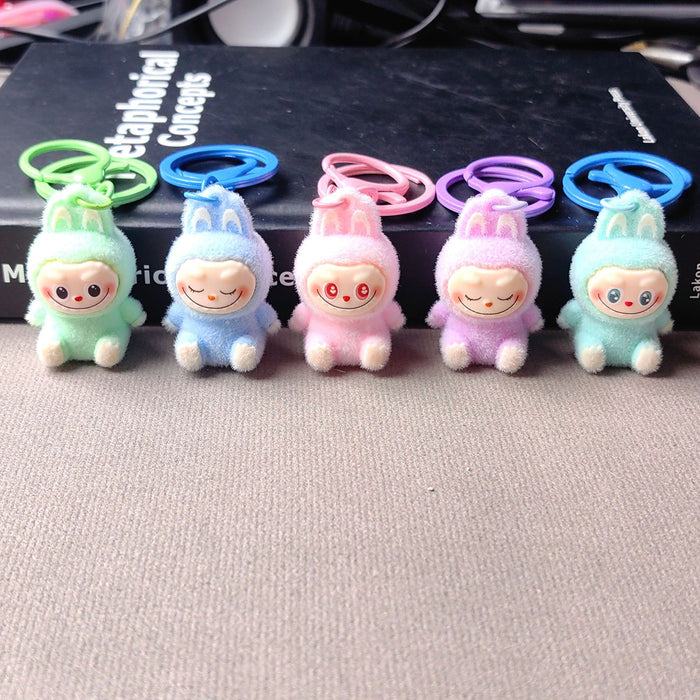Wholesale Flocked Mini Plush Doll Keychain Vinyl Cute Baby Walking Bag Mobile Phone Pendant Cute Pendant
