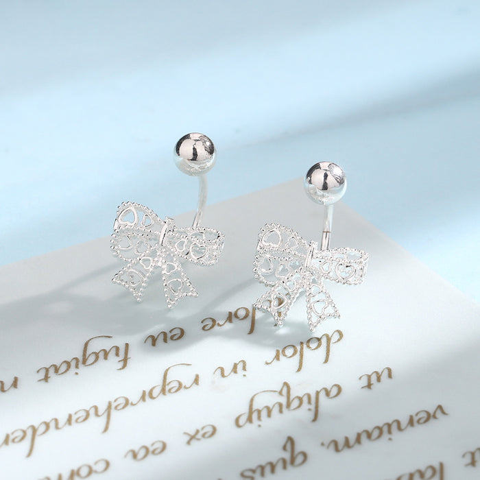 Wholesale Hollow bow, screw buckle, earring, lace lace lace, heart-shaped earring