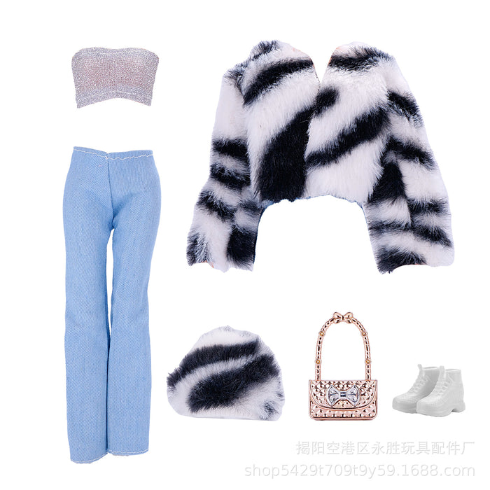 Wholesale Supermodel doll multicolor plush jeans hat suit