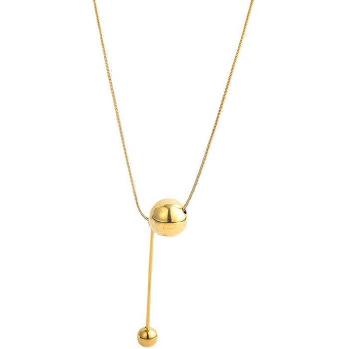 Wholesale New stainless steel titanium steel metal ball pendant necklace that does not fade, sweater chain with high-end feel, collarbone chain