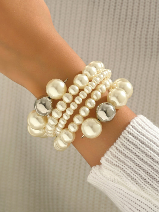 Wholesale Resin Retro Color-Contrast Beaded Bracelet Handmade Woven Stackable Jewelry Accessory MOQ≥2