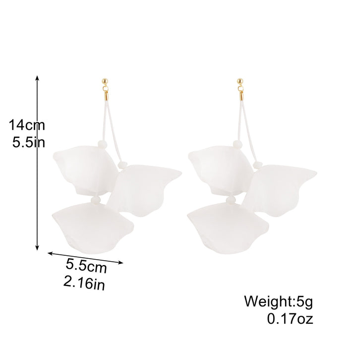 Wholesale Exaggerated flower tassel earrings, personalized earrings, temperament long fabric earrings, red flower earrings