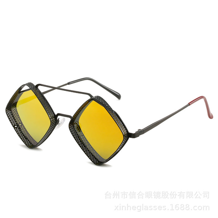 Wholesale Metal Rhombus Double-Bridge Sunglasses