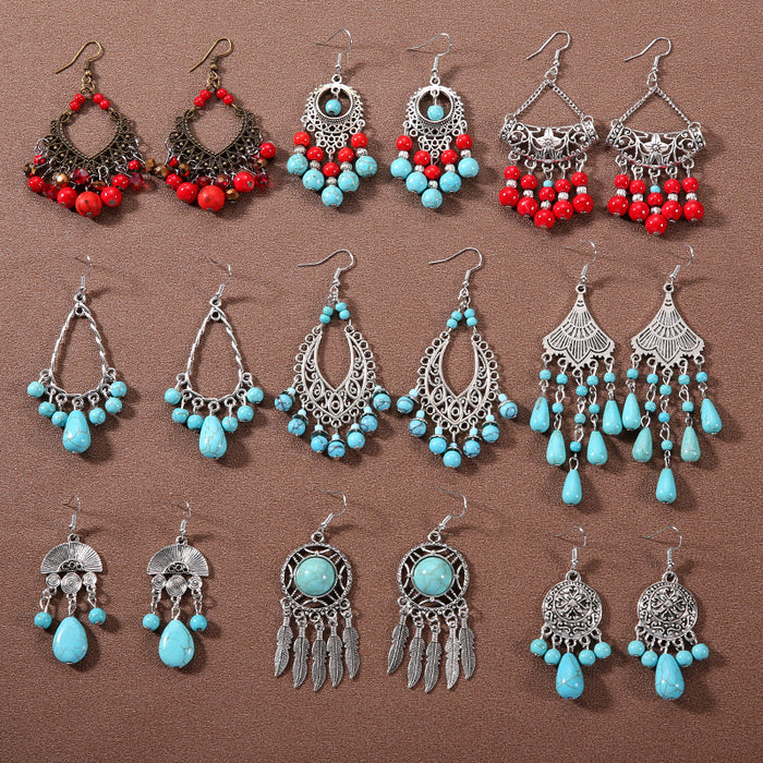 Wholesale Alloy Bohemian Ethnic Style Su Song Stone Earrings JDC-ES-Gumi007