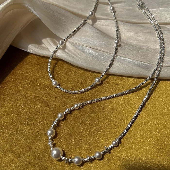Wholesale Pure silver pearl necklace, women's collarbone chain, high-end and niche