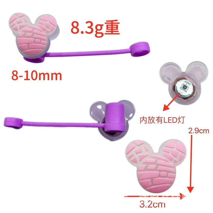 Wholesale 10pcs Silicone Straw Cap Cartoon Led Light Dustproof Straw Cap Recyclable