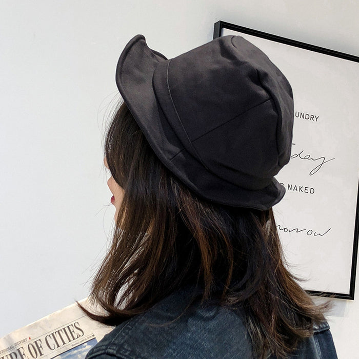 Wholesale Solid color fisherman hat, travel sun hat, versatile artistic basin hat, foldable