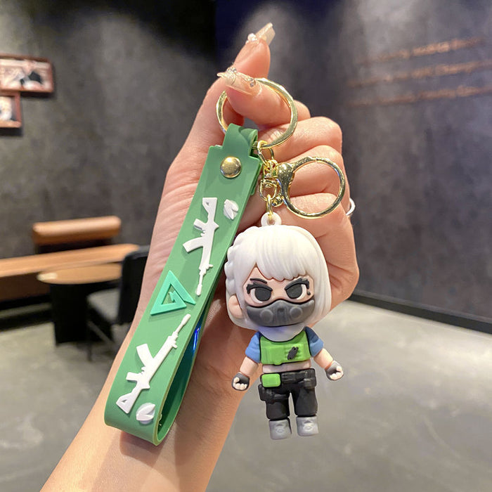 Wholesale Cartoon PVC Delta Action Keychain Bag Charm Game Pendant Student Gift MOQ≥2