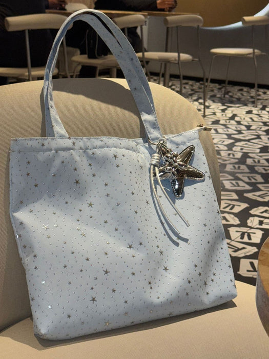 Wholesale Canvas Star Pattern Large Capacity Tote Bag Casual Fashion Accessory Gift