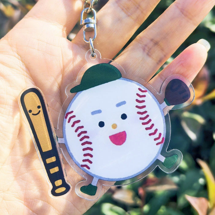 Wholesale Sports rotating ball keychain badminton table tennis tennis football sports peripherals