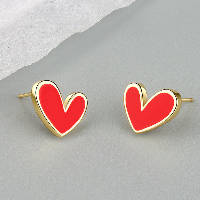 Wholesale Red Love Metal Style Copper Earrings JDC-ES-MeiY001