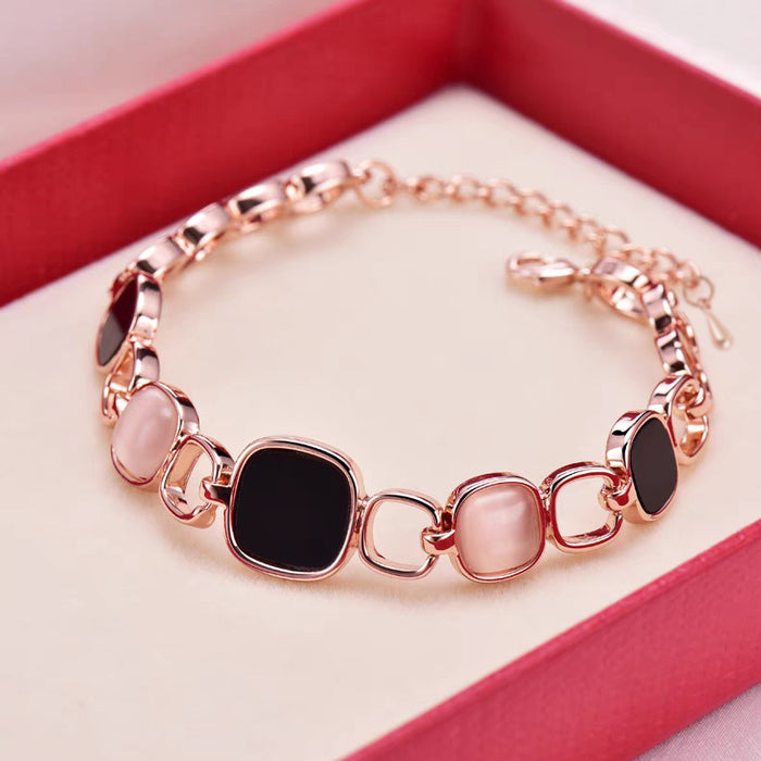 Wholesale Acrylic Moonstone Geometric Square Diamond Set Bracelet